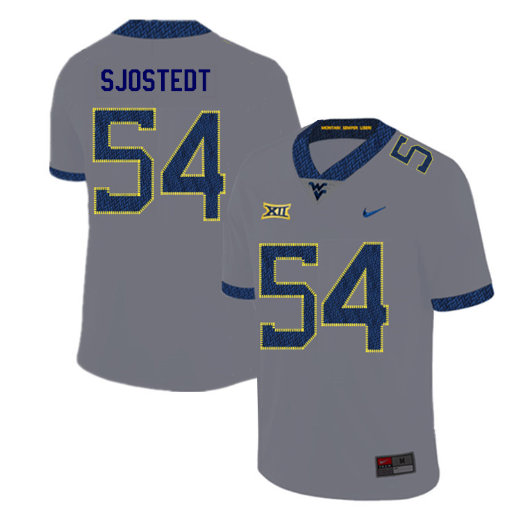 NCAA Men's Eric Sjostedt West Virginia Mountaineers Gray #54 Nike Stitched Football College 2019 Authentic Jersey CQ23Q80HM